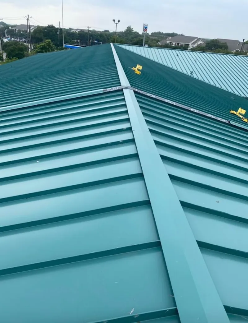 Green commercial metal roof ridge and valley for Metal Roof Repair in North Port